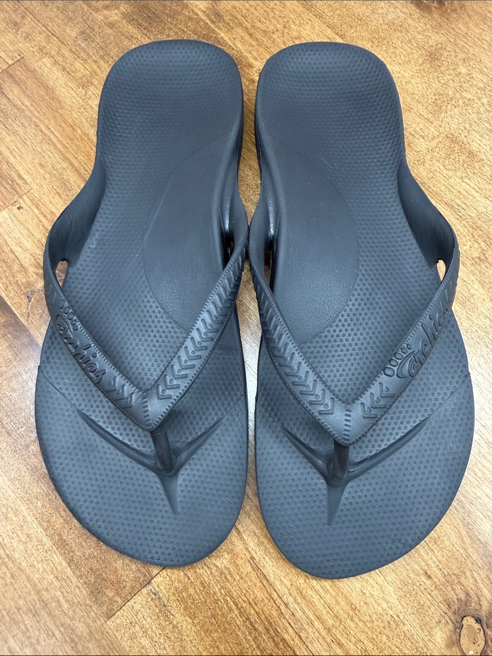 Archies High Arch Support Flip Flops Sandals Black - Unisex US 6 / UK 5